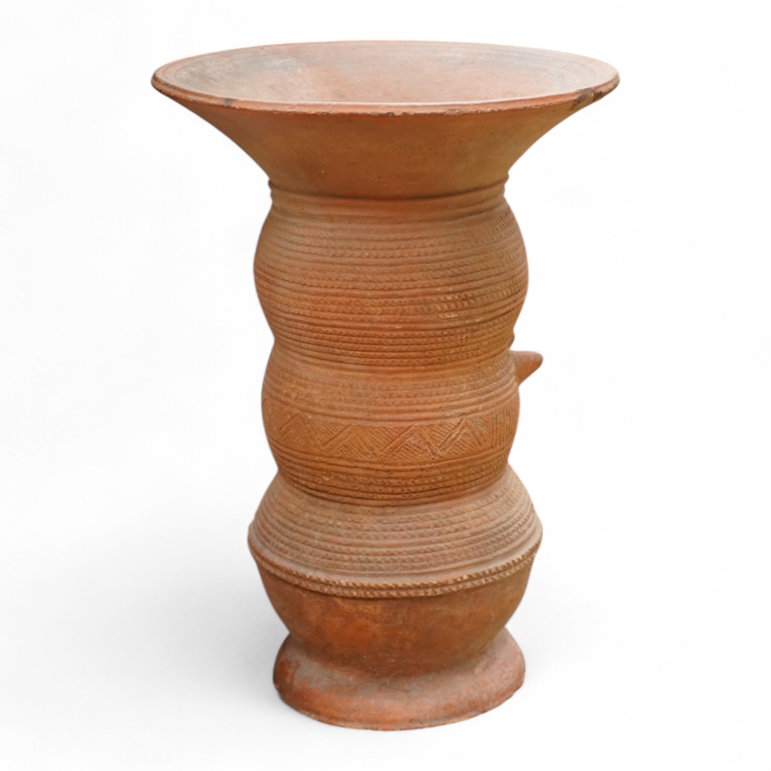 African art - a 20th century Nigerian terracotta nupe pot support, 51cm